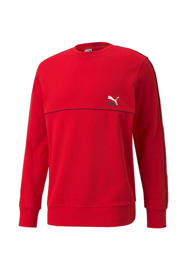 Bluza Puma Clsx Piped Crew, Mężczyźni. Kolor: czerwony. Materiał: bawełna, materiał