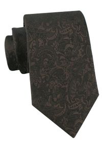 Elegancki Krawat Chattier - Czekoladowy Brąz w Kwiaty. Kolor: brązowy, beżowy, wielokolorowy. Materiał: tkanina. Wzór: kwiaty. Styl: elegancki #1