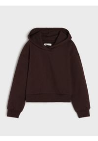 Sinsay - Bawełniana bluza z kapturem - brązowy. Typ kołnierza: kaptur. Kolor: brązowy. Materiał: bawełna #1