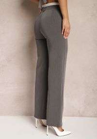 Renee - Szare Spodnie Garniturowe High Waist z Przeszyciami Variola. Stan: podwyższony. Kolor: szary. Styl: klasyczny #2
