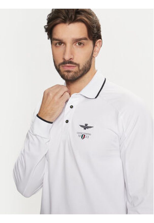 Aeronautica Militare Polo 242PO1824J612 Biały Regular Fit. Typ kołnierza: polo. Kolor: biały. Materiał: bawełna