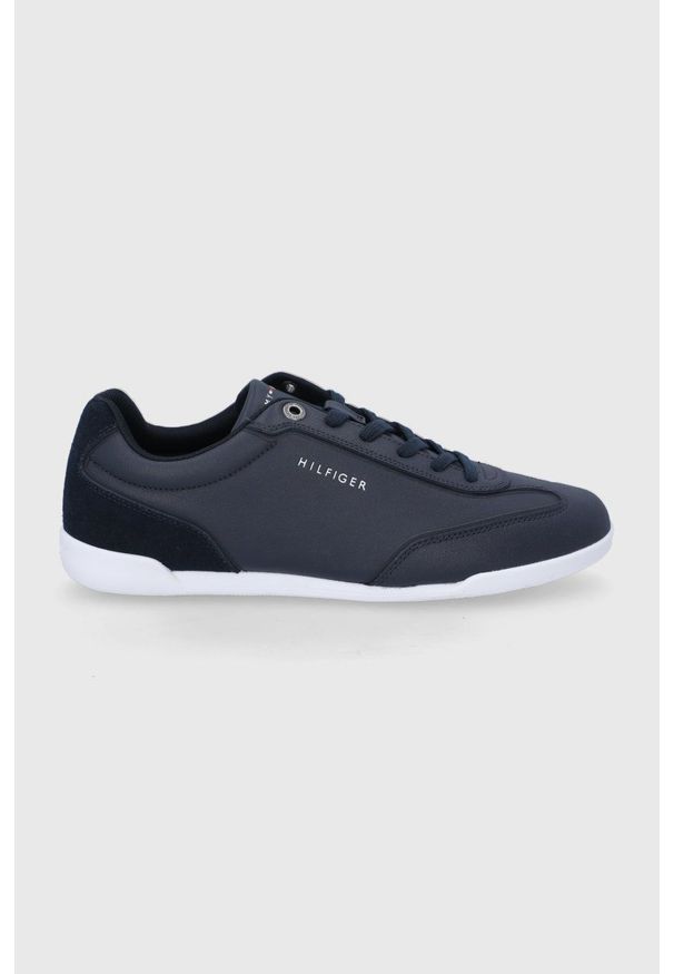 TOMMY HILFIGER - Tommy Hilfiger buty skórzane kolor granatowy. Nosek buta: okrągły. Zapięcie: sznurówki. Kolor: niebieski. Materiał: skóra. Obcas: na obcasie. Wysokość obcasa: niski