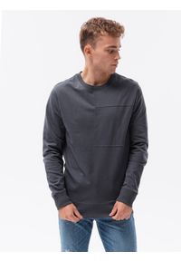 Ombre Clothing - Bluza męska bez kaptura z przeszyciami - ciemnoszara V7 - Rozmiar: XL. Typ kołnierza: bez kaptura. Kolor: szary. Materiał: bawełna #1