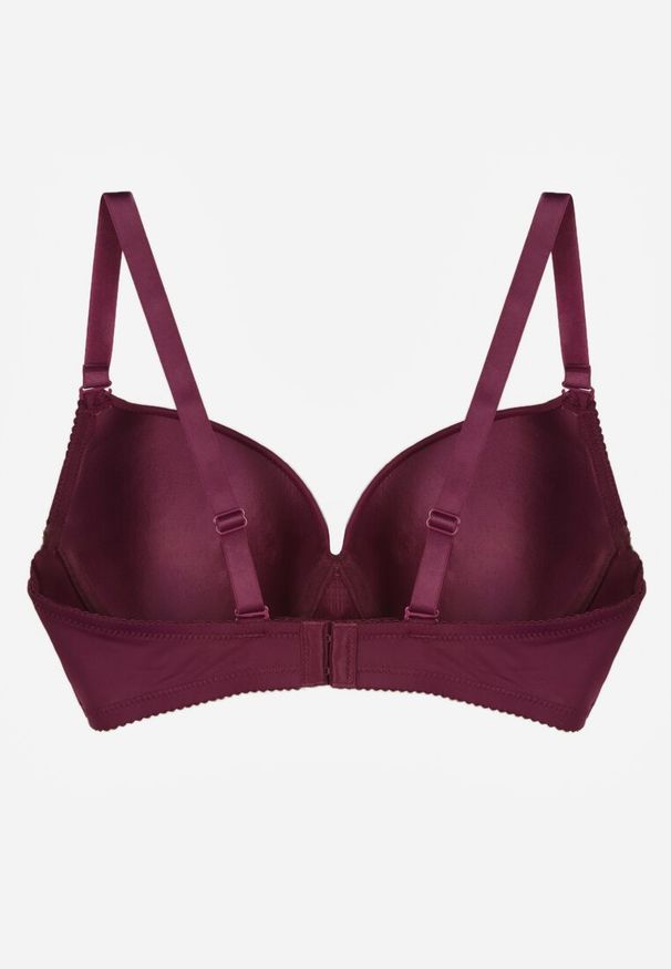 Renee - Ciemnofioletowy Biustonosz o Gładkim Wykończeniu z Kokardką Phiphise. Kolor: fioletowy. Wzór: gładki