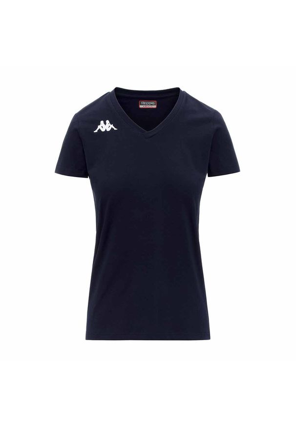 Damski jersey Kappa Brizza. Typ kołnierza: dekolt w kształcie V. Kolor: niebieski. Materiał: jersey. Sport: piłka nożna