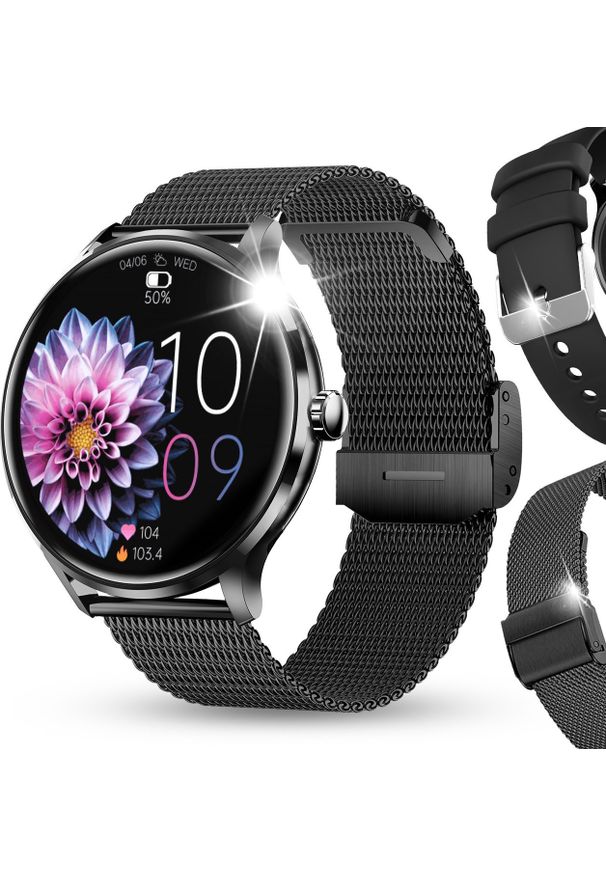 JG Smart - SMARTWATCH DAMSKI ZEGAREK MENU PL ROZMOWY CIŚNIENIE PULS CZARNY SMART WATCH. Rodzaj zegarka: smartwatch. Kolor: czarny