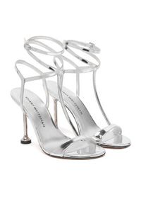 Stuart Weitzman Sandały Naudistini Wrap 100 SM911 Srebrny. Kolor: srebrny. Materiał: lakier, skóra #5