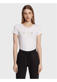 EA7 Emporio Armani T-Shirt 8NTT66 TJFKZ 0101 Biały Slim Fit. Kolor: biały. Materiał: bawełna