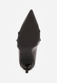 Born2be - Czarne Szpilki Vices Lakierowane Ozdobione Paskami z Klamrami Tameliae. Okazja: na co dzień. Zapięcie: klamry. Kolor: czarny. Materiał: lakier. Wzór: aplikacja. Obcas: na szpilce. Styl: casual. Wysokość obcasa: średni #2