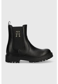 TOMMY HILFIGER - Tommy Hilfiger sztyblety dziecięce Chelsea kolor czarny. Nosek buta: okrągły. Kolor: czarny. Materiał: materiał, włókno, guma #1