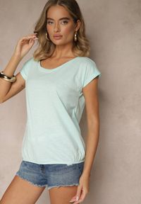 Renee - Jasnozielony Basicowy T-shirt z Bawełny Ralotea. Okazja: na co dzień. Kolor: zielony. Materiał: bawełna. Styl: klasyczny, casual #4