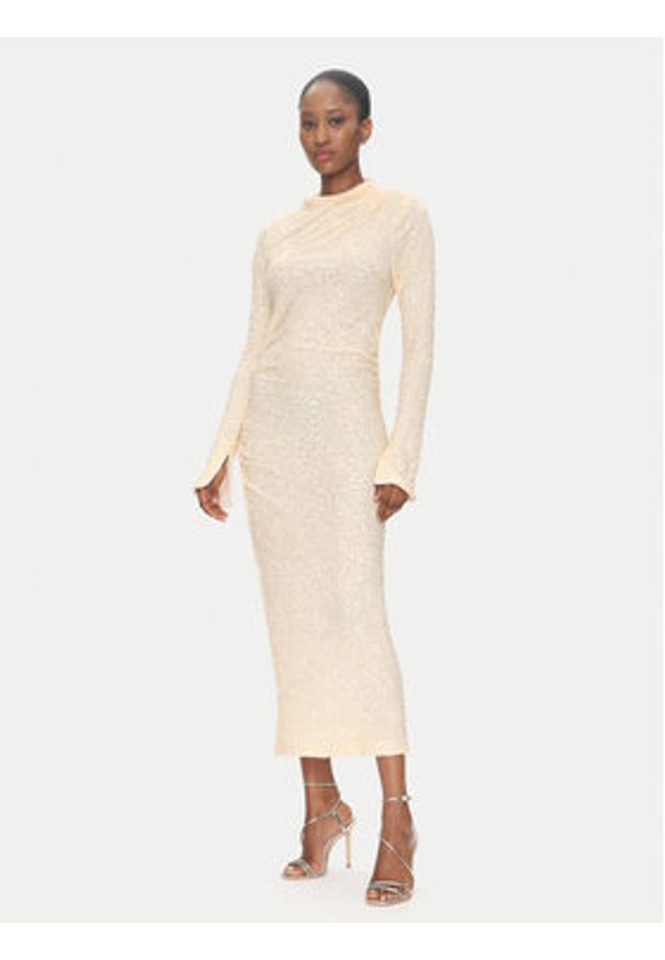 Day Birger et Mikkelsen - DAY BIRGER ÉT MIKKELSEN Sukienka koktajlowa Clover DAY65243522 Beżowy Slim Fit. Kolor: beżowy. Materiał: syntetyk. Styl: wizytowy