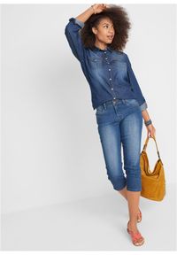 bonprix - Dżinsy Slim Fit mid waist, cropped. Kolor: niebieski #3