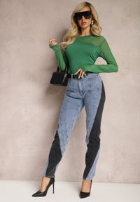 Renee - Zielona Asymetryczna Bluzka z Gładkiej Wiskozy z Rękawami z Siateczki Bangella. Kolor: zielony. Materiał: wiskoza. Wzór: gładki. Styl: elegancki #3