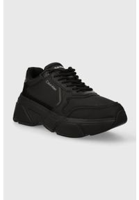 Calvin Klein sneakersy LOW TOP LACE UP MIX kolor czarny HM0HM01255. Nosek buta: okrągły. Zapięcie: sznurówki. Kolor: czarny. Materiał: skóra, guma #4