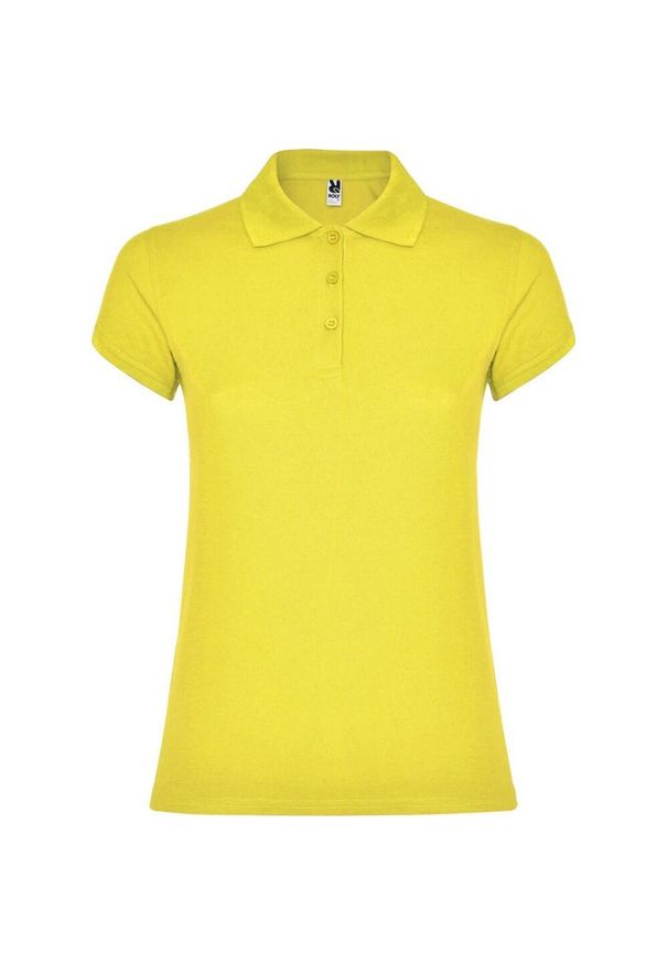 ROLY - Damska Koszulka Polo W Gwiazdki. Typ kołnierza: polo. Kolor: żółty