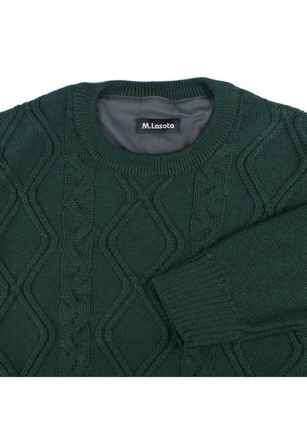 Sweter dla Mężczyzny - Lasota - Okrągły Dekolt, Ciemna Zieleń. Materiał: akryl, wełna. Sezon: zima, jesień