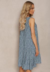 Renee - Niebieska Bawełniana Sukienka z Rozkloszowaną Falbaną na Dole Cavina. Kolor: niebieski. Materiał: bawełna. Sezon: lato #3