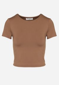 Born2be - Brązowy T-shirt Krótki z Wiskozą Eframera. Kolor: brązowy. Materiał: wiskoza. Długość: krótkie. Sezon: lato. Styl: klasyczny