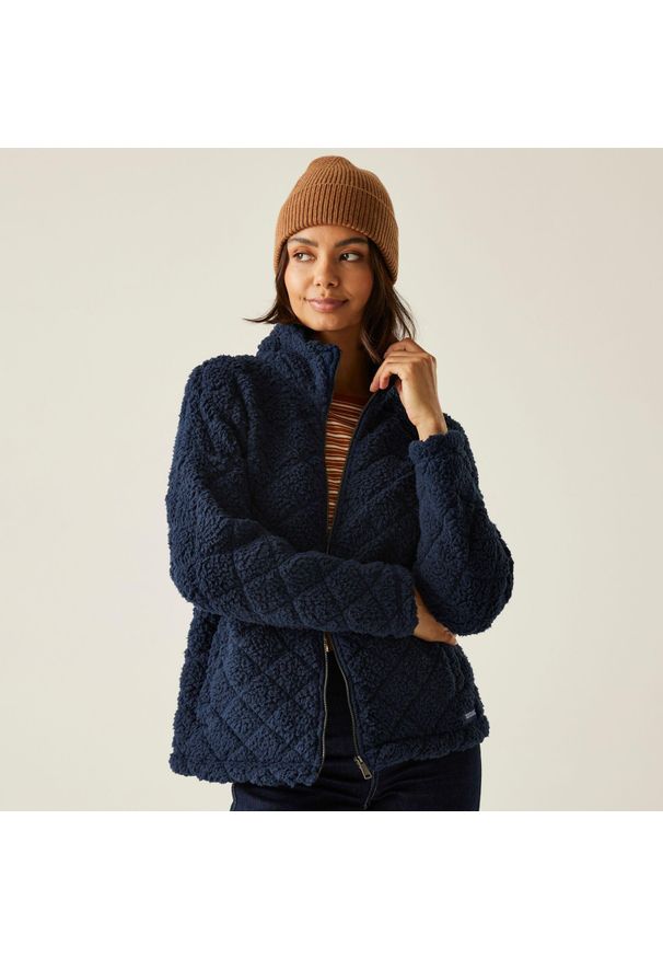 Regatta - Polar damski rozsuwany Alaiya. Kolor: niebieski. Materiał: polar. Wzór: ze splotem. Sport: turystyka piesza