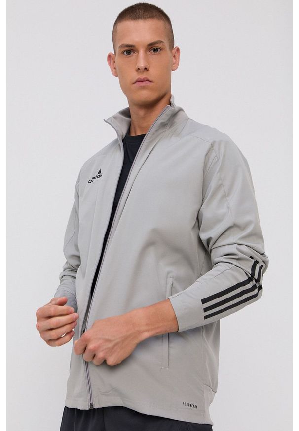 adidas Performance Kurtka ED9250 męska kolor szary przejściowa. Okazja: na co dzień. Kolor: szary. Materiał: tkanina. Styl: casual