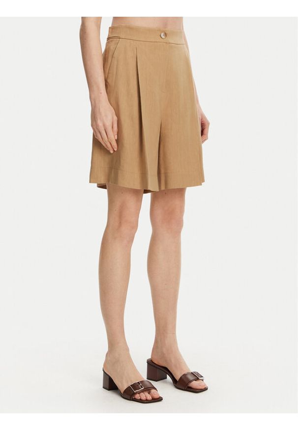 Marella Bermudy Sagitta 2513141015 Beżowy Relaxed Fit. Kolor: beżowy. Materiał: len
