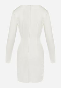 Born2be - Biała Sukienka Mini z Kopertowym Dekoltem i Marszczeniami Hiacinta. Typ kołnierza: dekolt kopertowy. Kolor: biały. Typ sukienki: kopertowe. Styl: elegancki. Długość: mini #6