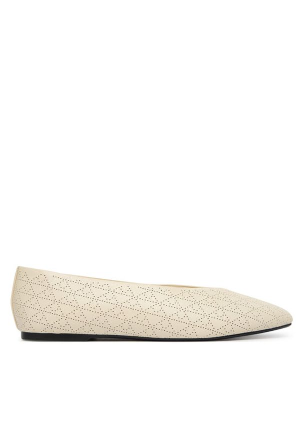 Calvin Klein Baleriny Square Ballerina Aop Lth HW0HW02936 Beżowy. Kolor: beżowy. Materiał: skóra