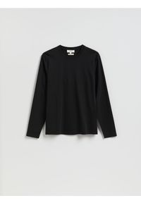 Reserved - Longsleeve z merceryzowanej bawełny - czarny. Kolor: czarny. Materiał: bawełna. Długość rękawa: długi rękaw