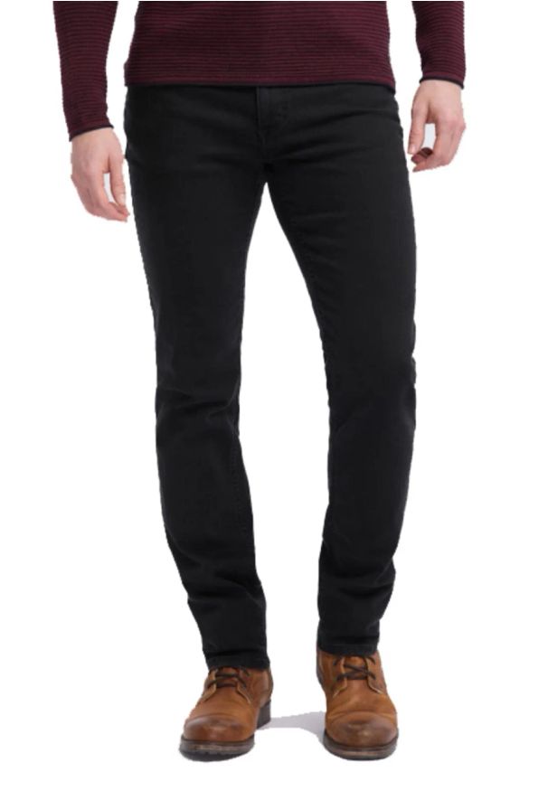 Mustang - Męskie Spodnie Jeansowe MUSTANG Tramper Tapered Denim Black 1005088 4000 800