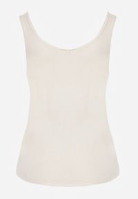 Born2be - Beżowy Gładki Top na Szerokich Ramiączkach w Stylu Basic Starbe. Okazja: do pracy, na co dzień. Kolekcja: plus size. Kolor: beżowy. Materiał: jeans. Długość rękawa: na ramiączkach. Wzór: gładki. Sezon: lato. Styl: elegancki, klasyczny, casual #2