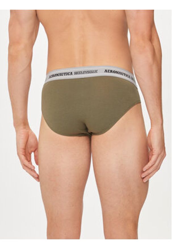 Aeronautica Militare Komplet slipów AM1USL002 Khaki. Kolor: brązowy. Materiał: bawełna