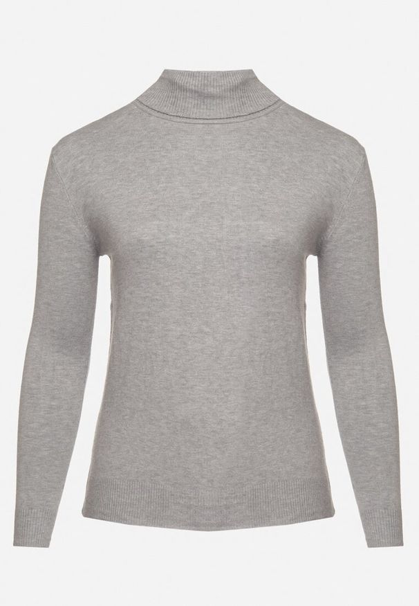 Born2be - Szary Golf z Bawełną o Prostym Kroju Gemista. Okazja: na co dzień. Typ kołnierza: golf. Kolekcja: plus size. Kolor: szary. Materiał: bawełna. Styl: klasyczny, casual, elegancki