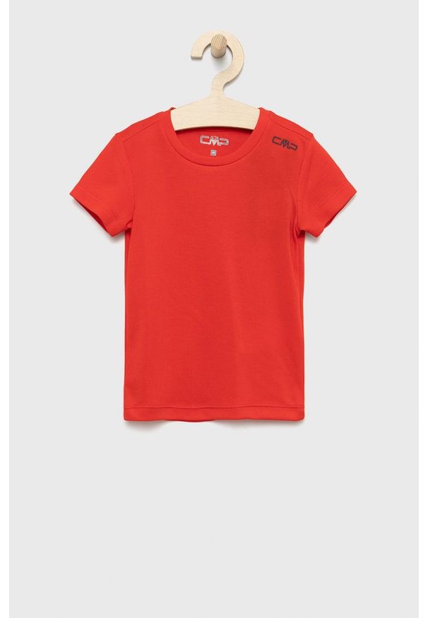 CMP t-shirt dziecięcy kolor czerwony gładki. Okazja: na co dzień. Kolor: czerwony. Materiał: skóra. Wzór: gładki. Styl: casual