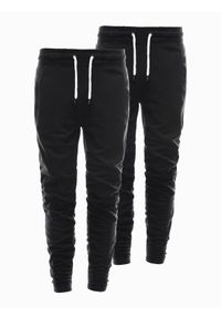Ombre Clothing - Zestaw spodni męskich dresowych - czarne 2-pak Z38 V5 - XXL. Kolor: czarny. Materiał: dresówka. Styl: klasyczny