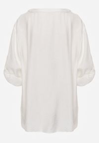 Born2be - Biała Wiskozowa Koszula Boho z Haftem i Podpinanymi Rękawami 3/4 Cheridenah. Okazja: na co dzień. Kolekcja: plus size. Kolor: biały. Materiał: wiskoza. Wzór: haft. Styl: boho #2