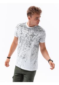 Ombre Clothing - T-shirt męski z nadrukiem - biały V1 S1679 - XXL. Kolor: biały. Materiał: bawełna. Wzór: nadruk