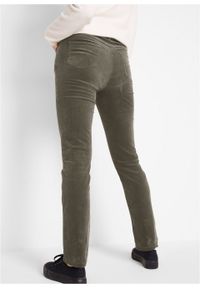 Spodnie sztruksowe ze stretchem Straight bonprix ciemnooliwkowy. Stan: obniżony. Kolor: zielony. Materiał: elastan, materiał, sztruks, bawełna #5