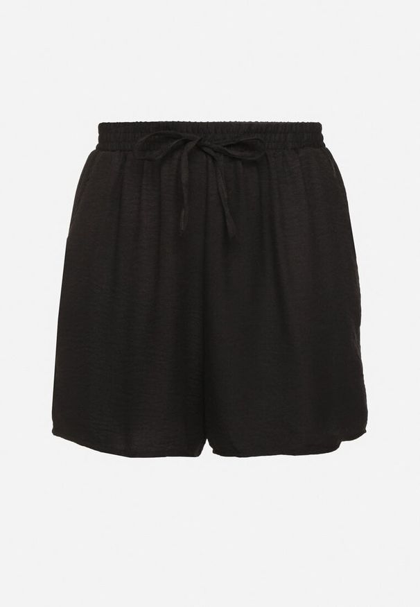 Born2be - Czarne Szorty z Wysokim Stanem i Wiązaniem Filinelia. Okazja: na co dzień. Stan: podwyższony. Kolor: czarny. Styl: elegancki, casual