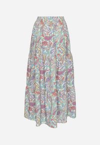 Born2be - Zielona Rozkloszowana Spódnica z Wysokim Stanem ze Wzorem Paisley Nevrisa. Okazja: na co dzień. Stan: podwyższony. Kolor: zielony. Wzór: paisley. Styl: klasyczny, casual, elegancki #4