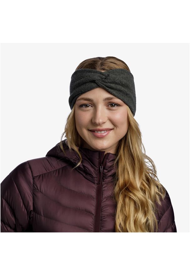Buff - Opaska z wełną merino BUFF Merino FLeece Headband Solid. Kolor: czarny. Materiał: wełna