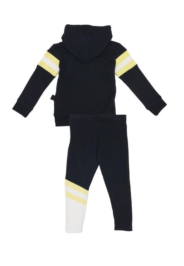 LEONE 1947 APPAREL - Dres dziewczęcy z kapturem i poziomym paskiem Basic. Okazja: na uczelnię. Kolor: czarny. Materiał: dresówka. Styl: sportowy