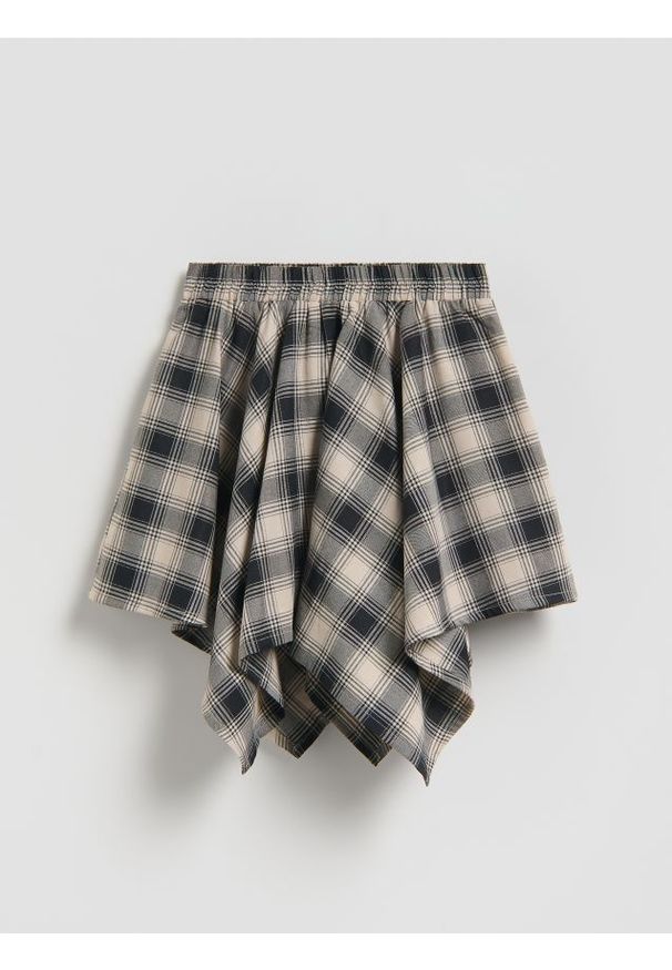 Reserved - Asymetryczna spódnica w kratę - wielobarwny. Materiał: bawełna, tkanina