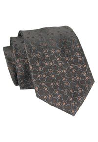 Męski Krawat - Brązowy w Groszki - Angelo di Monti. Kolor: wielokolorowy, beżowy, brązowy. Materiał: tkanina. Wzór: grochy. Styl: wizytowy, elegancki