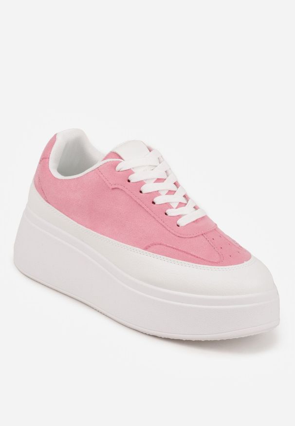Born2be - Różowe Sneakersy VICES na Platformie w Stylu lat 90. Donah. Kolor: różowy. Sezon: lato. Obcas: na platformie