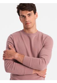 Ombre Clothing - Dresowy komplet męski bawełniany BASIC bluza nierozpinana + joggery – ciemnoróżowy V4. Kolor: różowy. Materiał: dresówka, bawełna. Wzór: jednolity #6