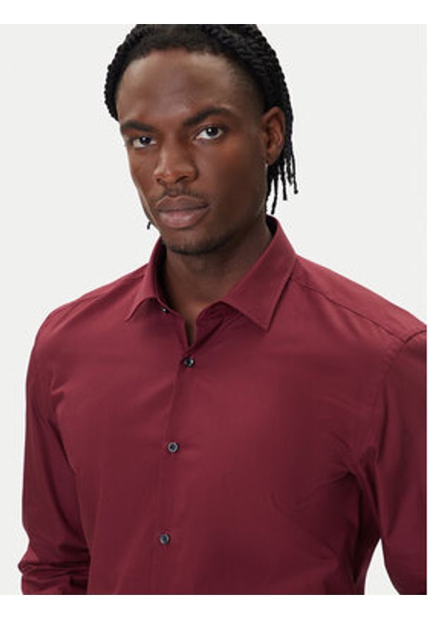 Hugo - HUGO Koszula Kenno 50289499 Bordowy Slim Fit. Kolor: czerwony. Materiał: bawełna
