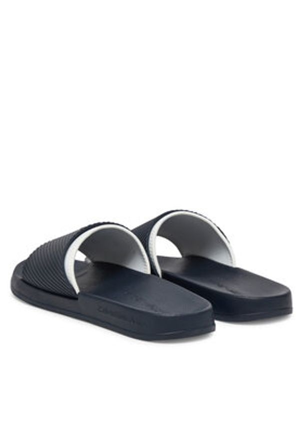 Calvin Klein Jeans Klapki Slide Rubber Neoprene Text YM0YM01234 Granatowy. Kolor: niebieski