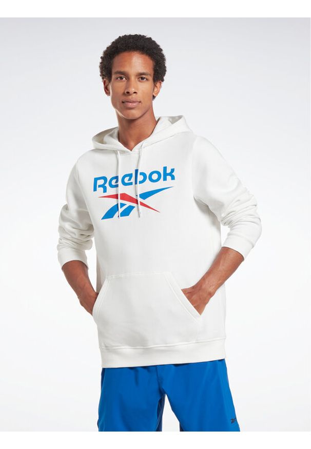 Reebok Bluza Identity Stacked Logo H54805 Biały Regular Fit. Kolor: biały. Materiał: bawełna, syntetyk