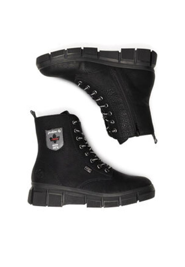 Rieker Trzewiki X3410-00 Czarny. Kolor: czarny. Materiał: materiał